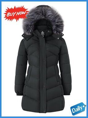 Women's Long Quilted Puffer Jacket Lightweight Winter Coat Faux Fur Hood